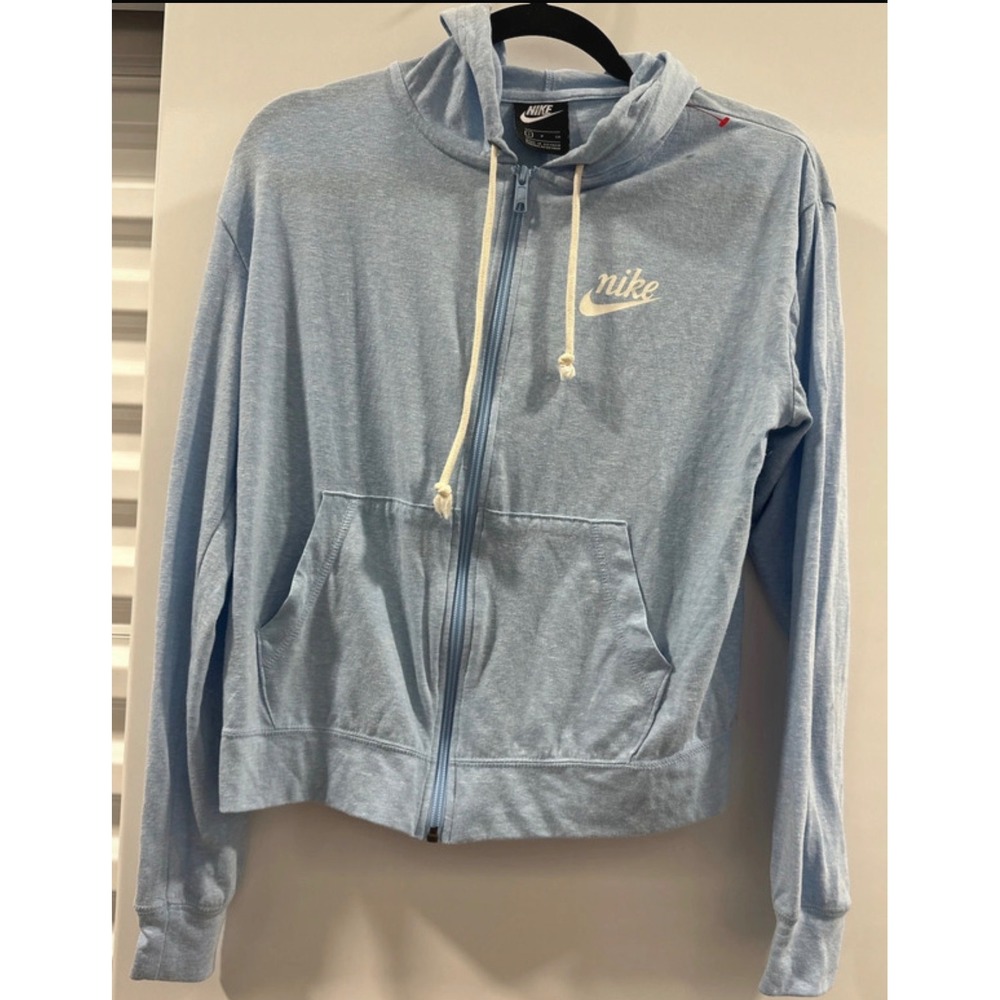Nike Sportswear Gym Vintage Full Zip Hoodie Light Blue Heathered Women Small